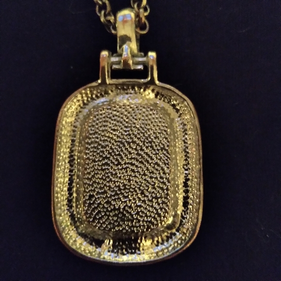 Silver large rhinestone pendant necklace royal Queen rectangle cushion LARP DND - Picture 4 of 5